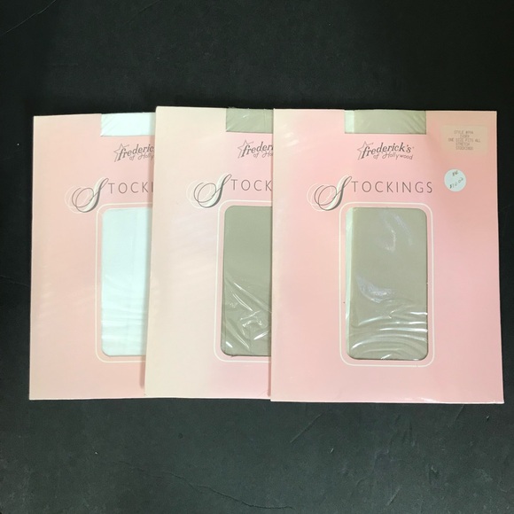 NEW - Fredericks of Hollywood Stockings White Ivory #994 - Lot of 3 - One size - Picture 2 of 8
